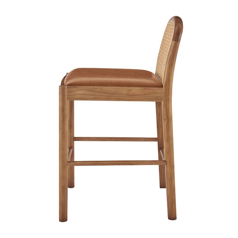 NPD Furniture Donna Faux Leather Rattan Counter Stool (Set of 2)