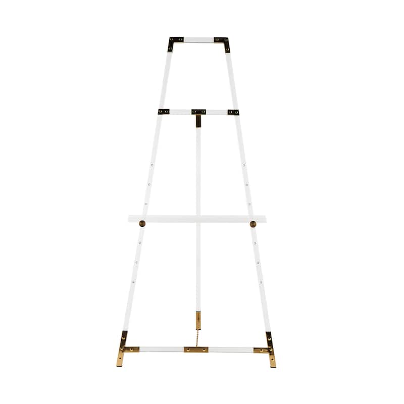 Acrylic Plastic Adjustable 7 Tier Display Easel with Silver or Gold Accents and Chain Support - Clear - Roche River Decor