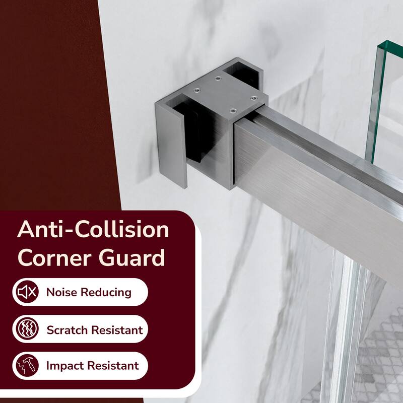 GDFStudio - Modern Minimalist Frameless Double Sliding Shower Door with 3/8" SGCC Tempered Glass & Stainless Steel Hardware