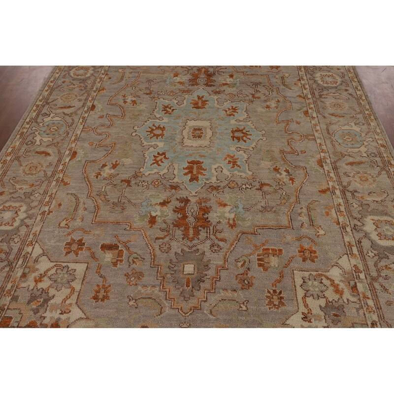 Vegetable Dye Oushak Turkish Area Rug Handmade Oriental Wool Carpet - 6'0"x 9'0"