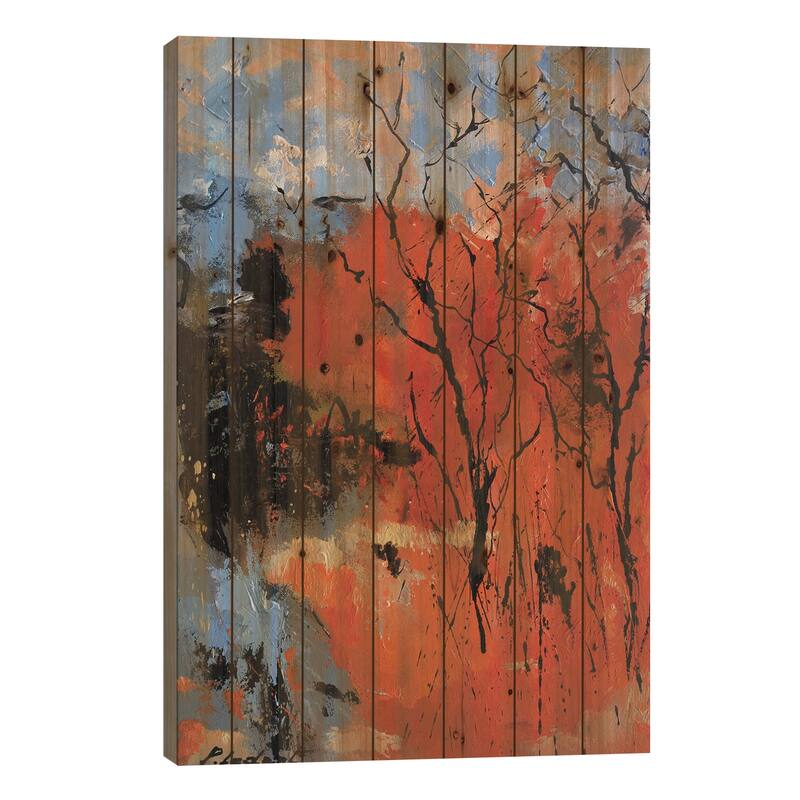 Abstract Autumn Print On Wood by Pol Ledent - Multi-Color - 26x18x1.5