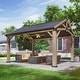 preview thumbnail 24 of 62, Aoxun Outdoor Cedar Wood Gazebo with Double Hardtop Roof