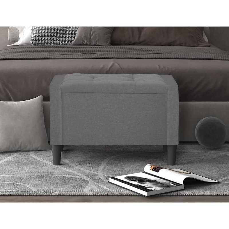 Braylen Upholstered Flip Top Storage Bench - Small - Grey