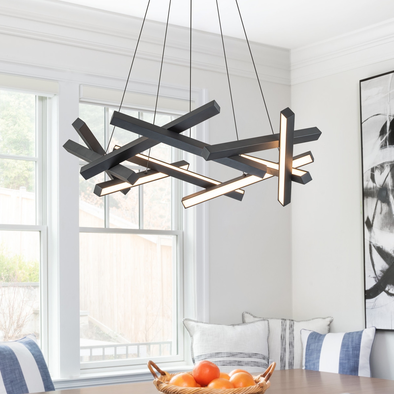 ●ONE BRILLIANT● NatalyOB551Black 5009360776 Onato 10-Light Modern Dimmable Integrated LED Chandelier
