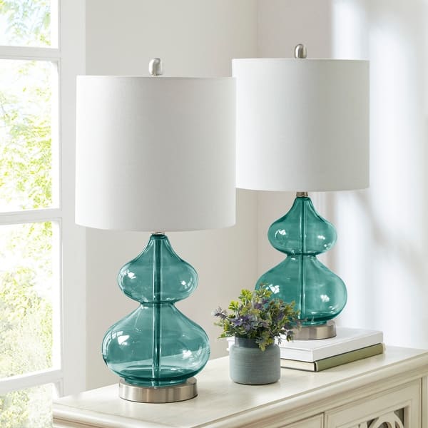 slide 2 of 48, Ellipse Curved Gourd Glass Table Lamp, Set of 2