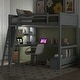 preview thumbnail 2 of 30, Full Size Loft Bed with Built-in L-Shaped Desk, LED Shelf Lighting, USB Charging Ports & Storage Bench, Drawers and Shelves