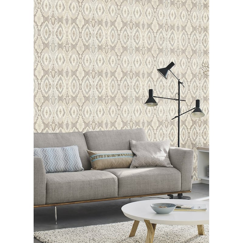 Advantage Villon Light Grey Ikat Wallpaper