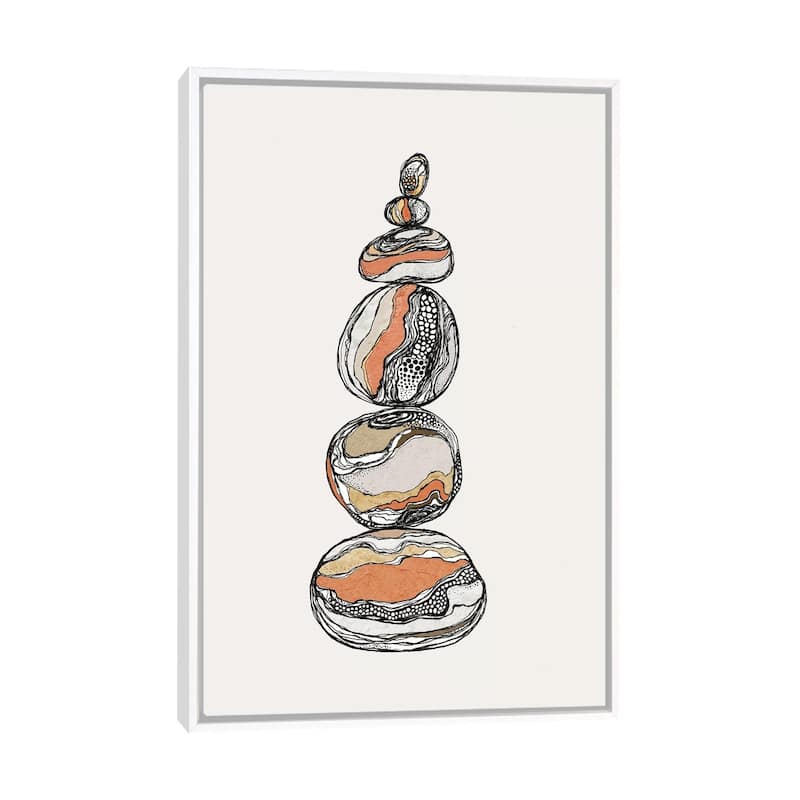 iCanvas "Stacked Rocks" by Soul Curry Art & Illustrations Framed - White - 48x32