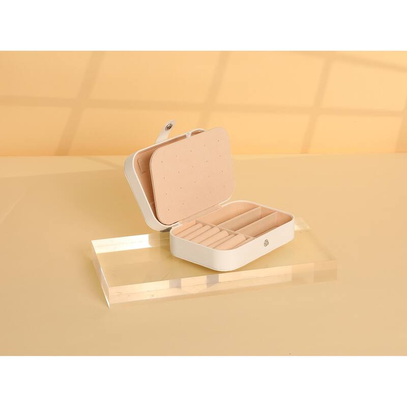Travel Jewelry Box for Women Gifts, Portable PU Leather Jewelry Organizer Storage Display Holder for Earring Necklace