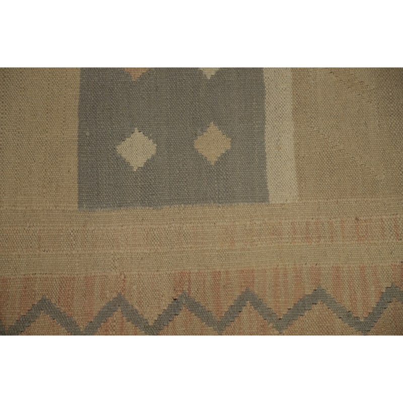 Hand Woven Oriental 100% Wool Carpet Southwestern Tribal Beige & Ivories Kilim Area Rug - 7' 7'' X 4' 11''