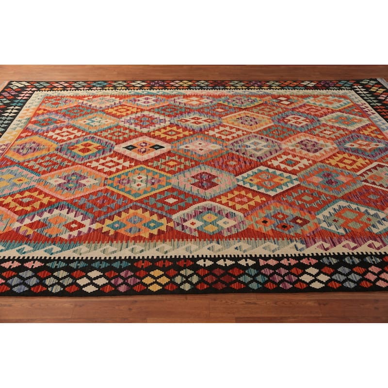 South Western Style Kilim Oriental Area Rug Hand-Woven Wool Carpet - 8'2"x 11'5"