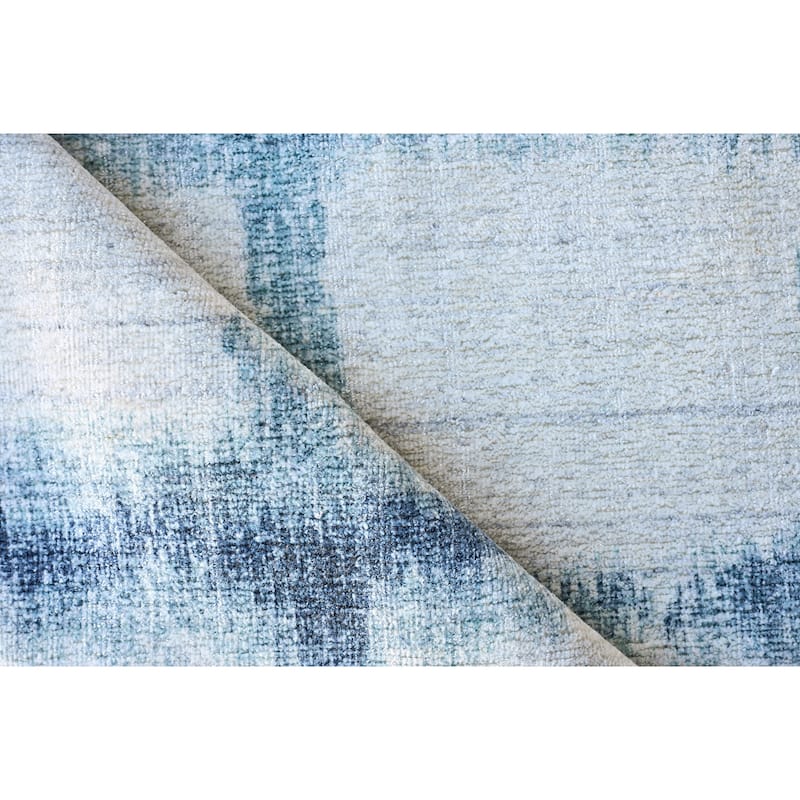 EXQUISITE RUGS Chroma Hand-loomed Wool/Bamboo Silk Navy Area Rug.