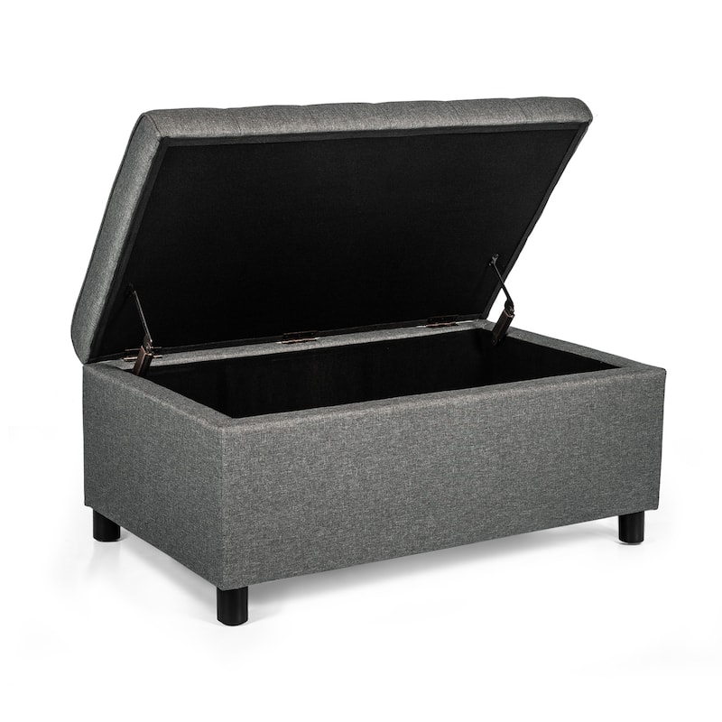 Adeco 35" Tufted Rectangular Storage Ottoman Bench