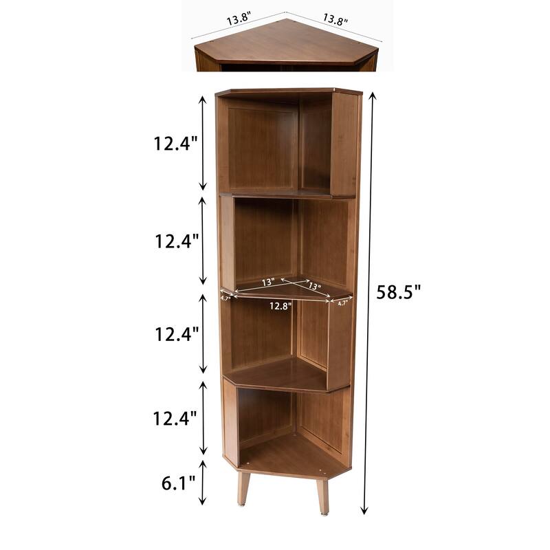 Tall Corner Bookcase, Corner Shelf, Multifunctional Bookshelf