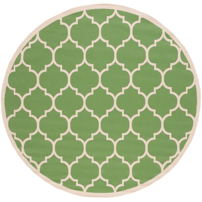 SAFAVIEH Courtyard Sibel Indoor /Outdoor Waterproof Patio Backyard Rug - 7'10" Round - Green/Beige