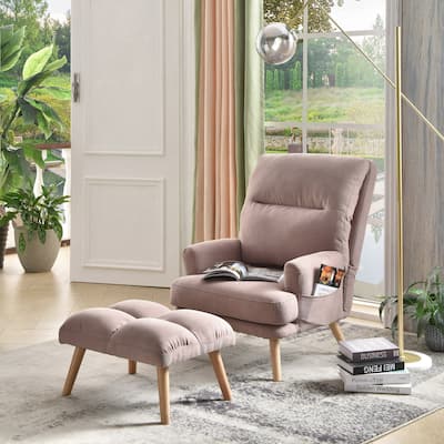 OVIOS Wood Recliner Chair with Ottoman