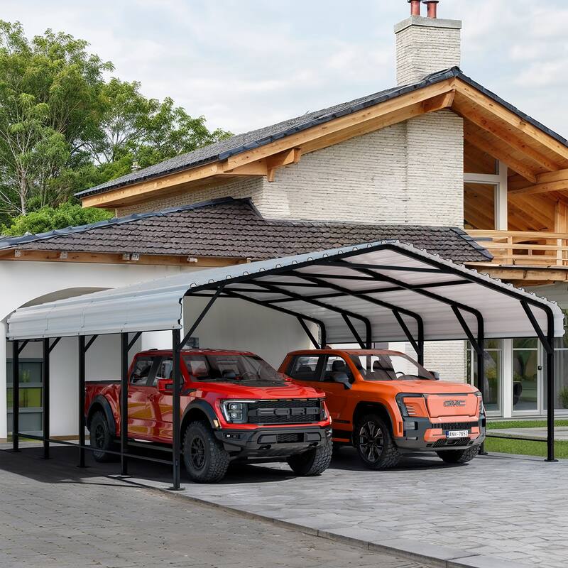 Futzca 12x20 ft Metal Carport, Outdoor Shelter Canopy - 20x20