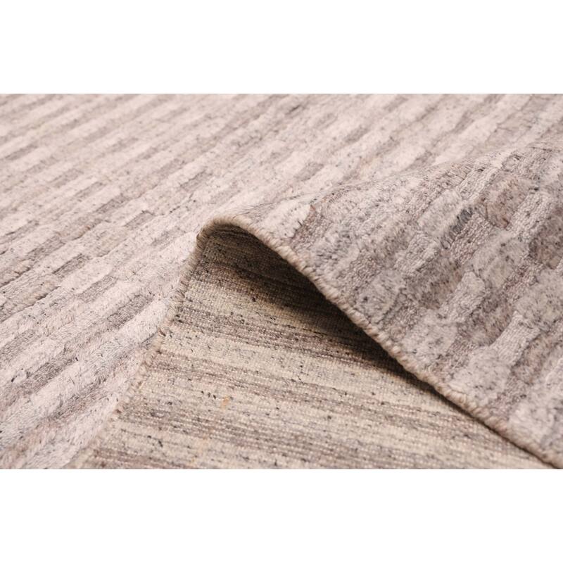 ECARPETGALLERY Hand Loomed Loreto Light Grey Wool Rug - 5'5 x 7'6