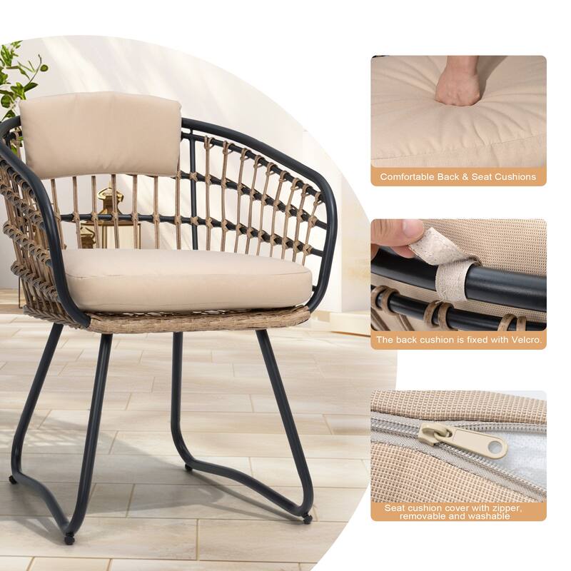 Outdoor Patio Dining Extendable Aluminum Table with Cushioned PE Rattan Chairs