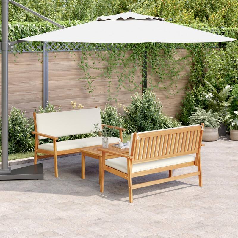 vidaXL 3 Piece Garden Sofa Set with Cushions Solid Wood Acacia - 29.5 x 17.7 x 15