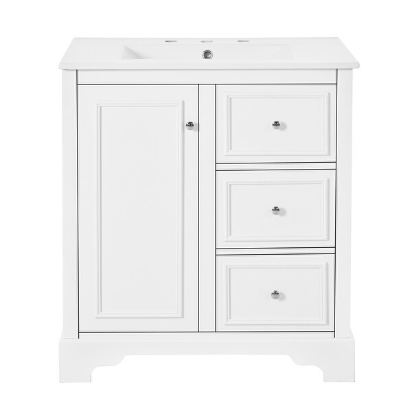 【在庫処分】 30-Inch White Sink Undermount Ceramic with Vanity Bathroom その他