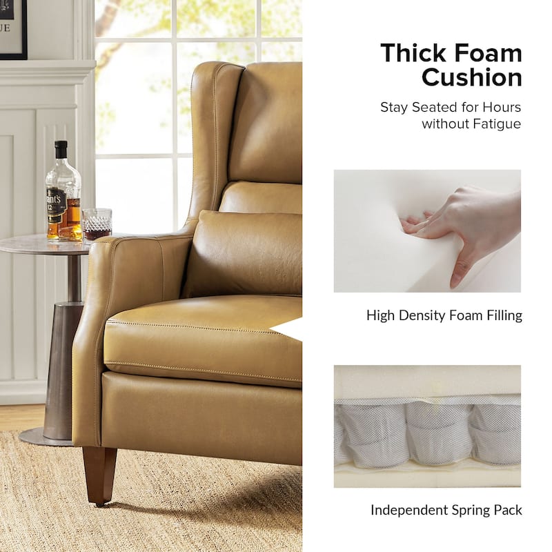 Erich Genuine Leather Wingback Armchair with Pillow by HULALA HOME