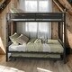 preview thumbnail 2 of 15, Metal Twin over Twin Bunk Bed with Trundle,Wood Slat,2 Side Ladders,Kids Bed Design
