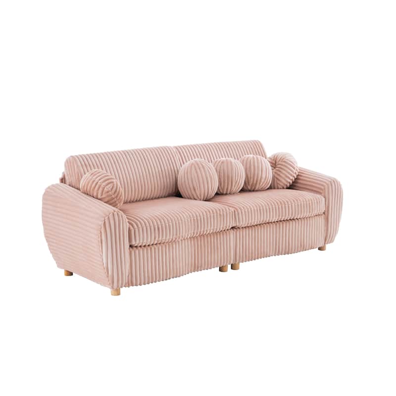 84.4" Corduroy 3-Seater Sofa with Solid Wood Frame, Comfortable Cushions