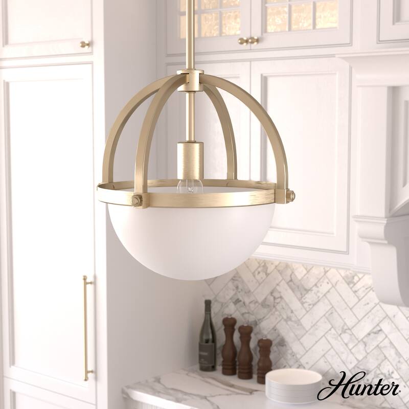 Hunter Wedgefield 1 Light Pendant - Kitchen Island, Dining Room, Bedroom - Contemporary, Transitional - Alturas Gold