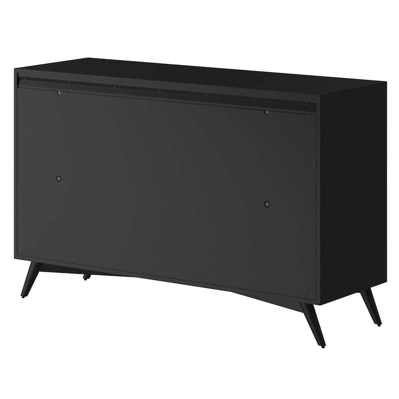 Alpine Furniture Flynn Mid Century Modern 7 Drawer Dresser, Black