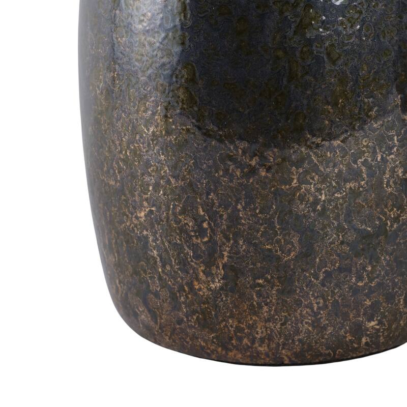 Glass Decorative Vase Metal Brass Accents with Sculptural Topper