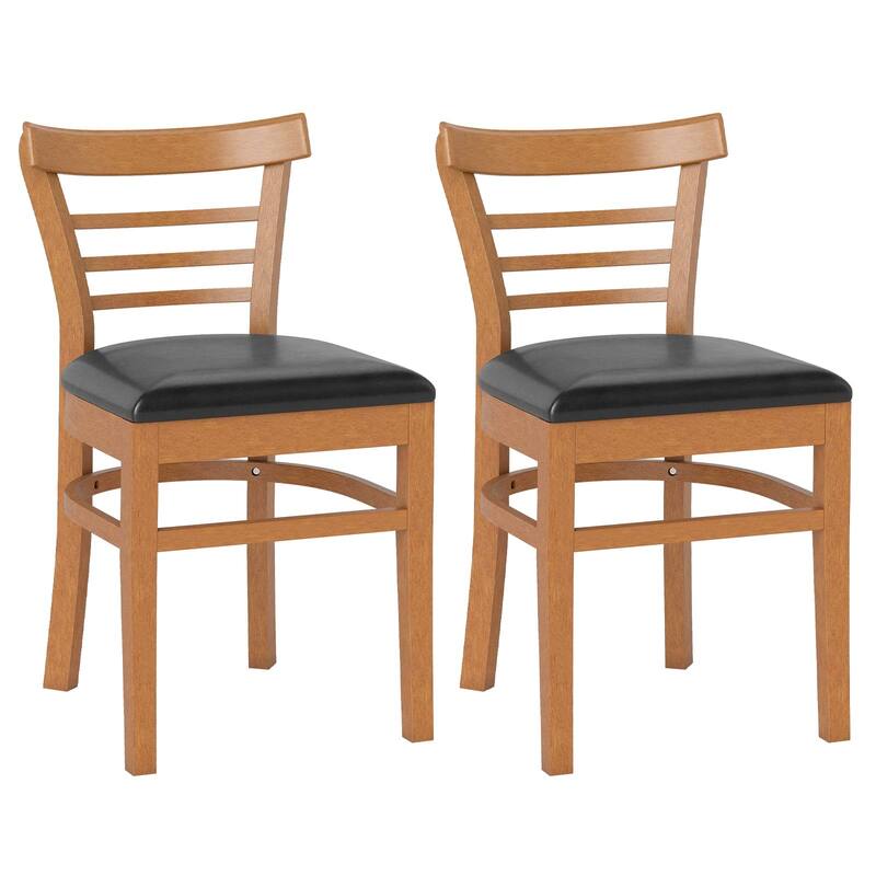 Gymax Modern Dining Chair Set of 2 Upholstered Kitchen Chair w/Rubber - Brown
