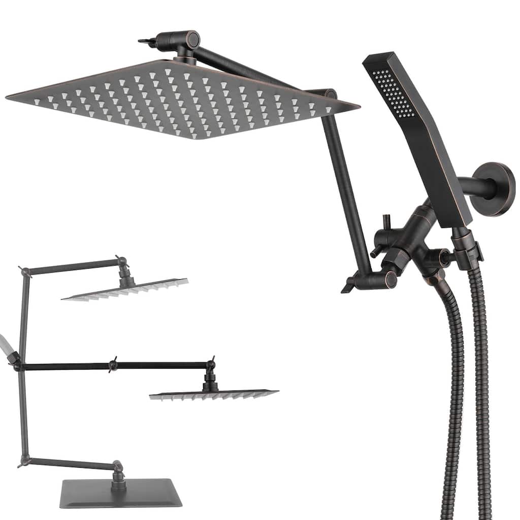 Bathlet 10" Rainfall Shower Head And 16" Adjustable Extension Arm Combo