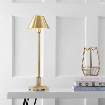 Lafayette 26" Metal Shade LED Table Lamp, Brushed Brass by JONATHAN Y