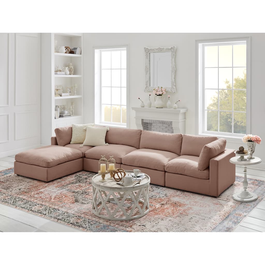 Braeden Modular L-Shape Linen Upholstered Sofa Chaise For Living Room