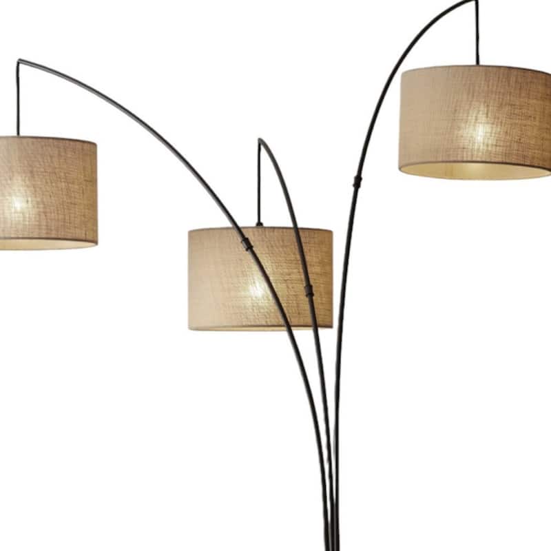 74" Modern Tree Floor Lamp with 3 Drum Shades and Metal Base Linen Shade Plug-In Design - 74”H x 44”W x 43”D