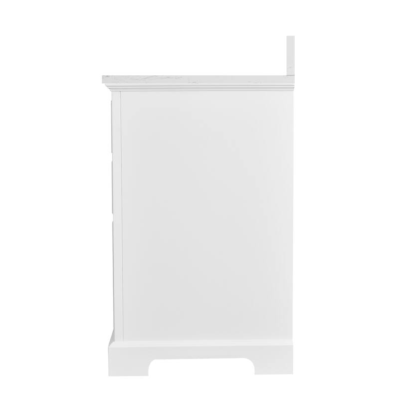AstralLight 48 in. Single Sink Freestanding White Bath Vanity with White Engineered Marble Top