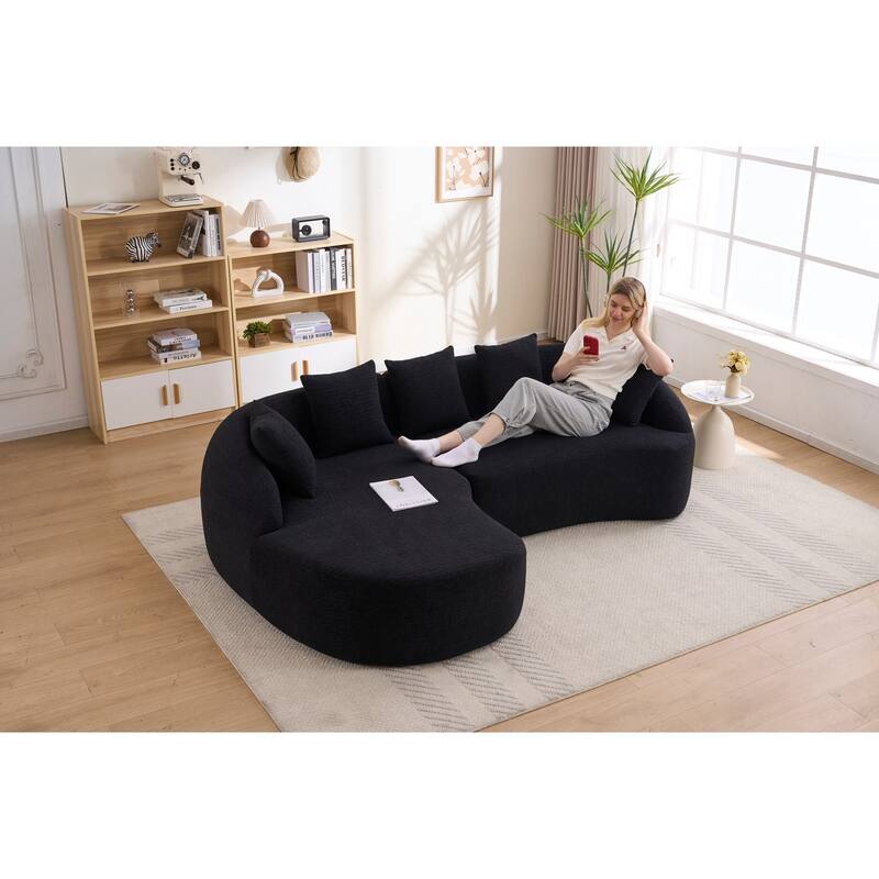 99" L-Shaped Chenille Sectional Boneless Sofa with Chaise and Pillows