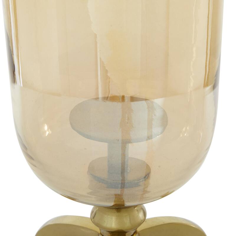 Aluminum Metal Single Candle Hurricane Lamp - Gold - Roche River Decor