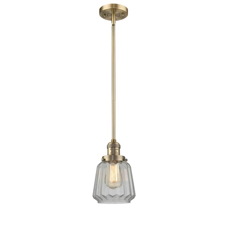 Innovations Lighting Chatham Single Light 6" Wide Mini Pendant with - Brushed Brass / Clear Fluted