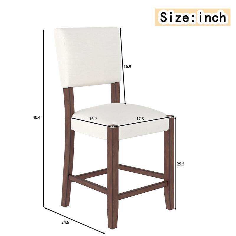 Mid Century Modern Bar Stools Set of 4, 40.4" Counter Stools with Back, Upholstered Bar stools with Solid Wood Legs Bar Chairs
