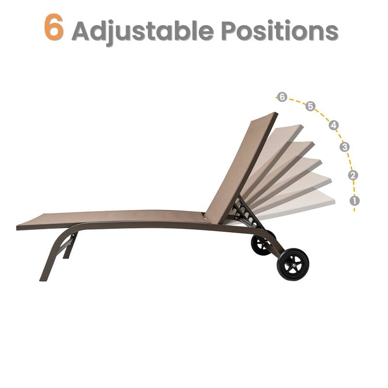 VredHom Adjustable Chaise Lounge Chair with Wheels