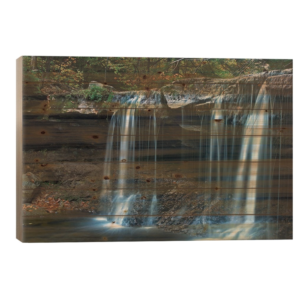 Cayuga Falls, Ricketts Glen State Park, Pennsylvania Print On Wood by Tim Fitzharris - Multi-Color