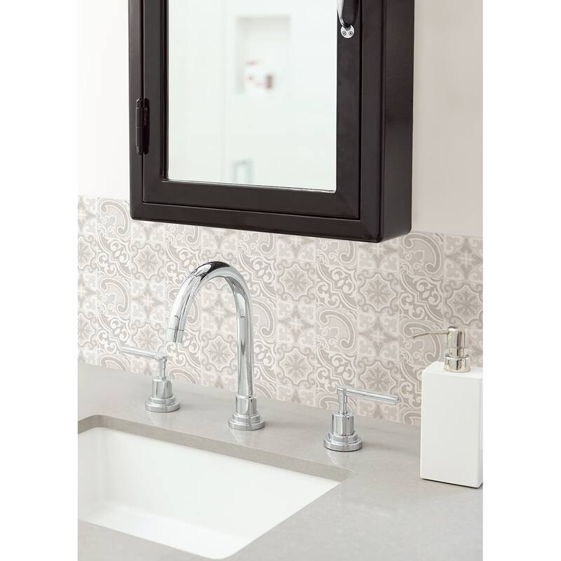 WallPops Holly Warm Grey Embossed Peel & Stick Backsplash Tiles