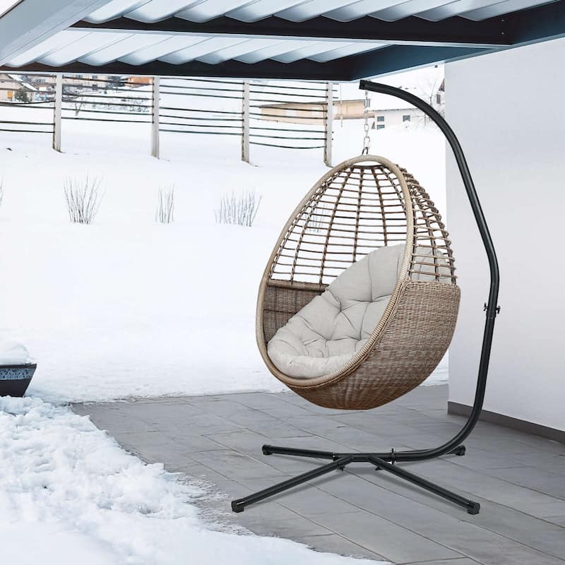 Aoodor Hammock Steel Stand Only C-Stand for Hanging Hammock Chairs - 300 Pound Capacity - N/A