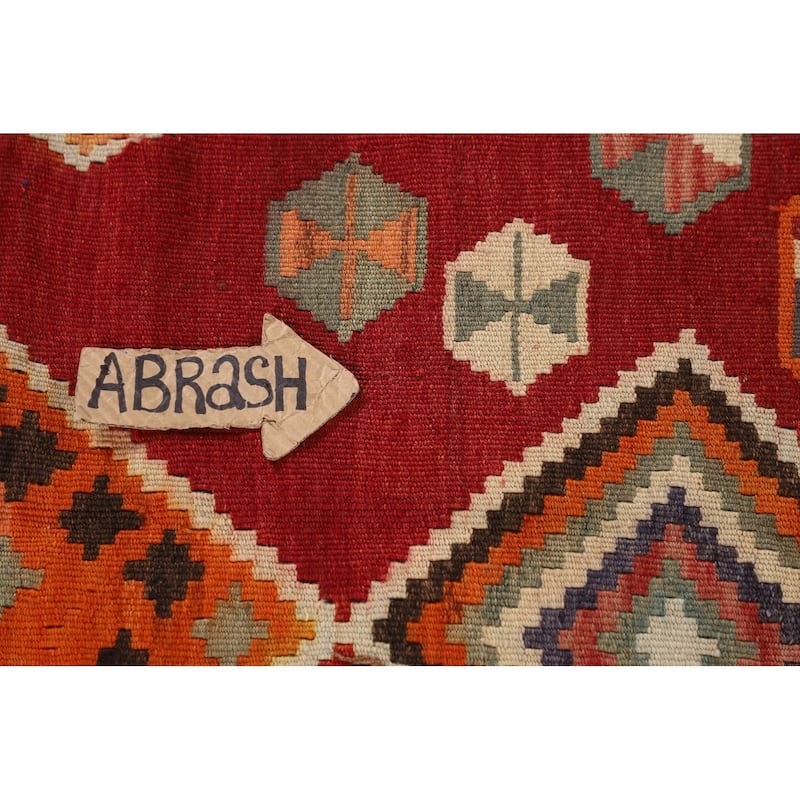 Kilim Qashqai Persian Vintage Rug Flatweave Red Wool Carpet - 4'8"x 7'1"