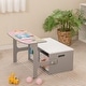 preview thumbnail 2 of 21, 3 in 1 Kids Convertible Activity Bench with 2 Removable Fabric Bins - 21" x 22" x 58"
