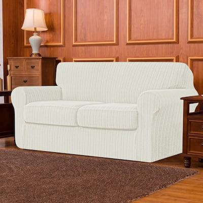 Subrtex Slipcover Stretch Loveseat Cover with Separate Cushion Cover