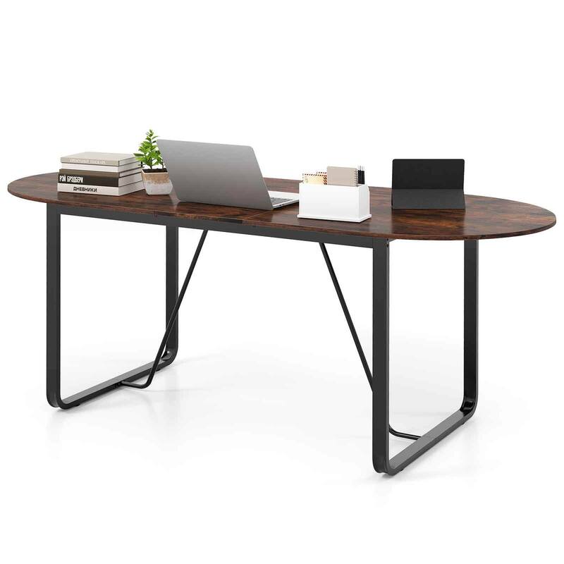 Costway 71 Inches Executive Table, Oval Home Office Table with Cable - See Details