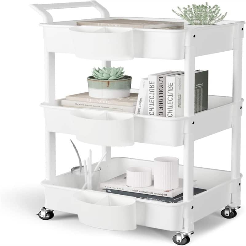 3-Tier Utility Rolling Cart - 15.5"D x 11.5"W x 33"H